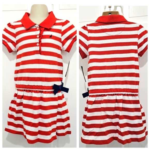 Nautica Other - Nautica Girls Red & White Stripe Polo Dress Size 3T NWT